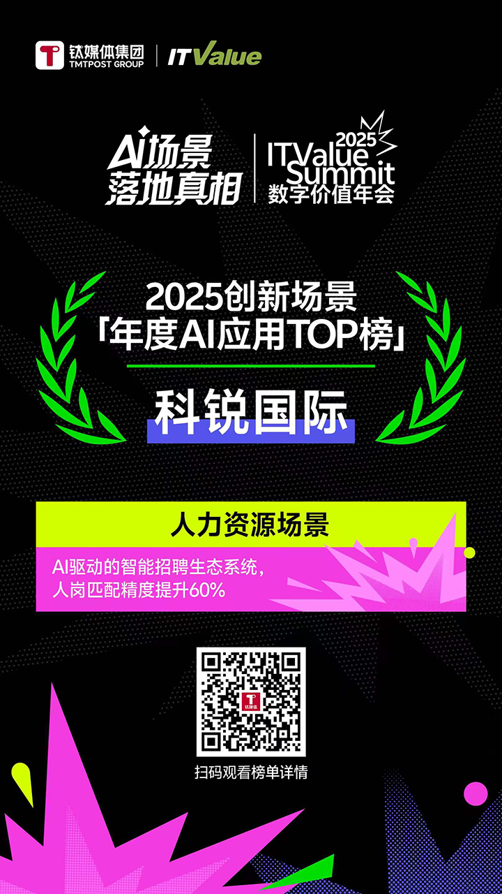 人力资源公司JN江南JN SPORTS国际的人工智能招聘匹配模型荣获钛媒体年度最佳场景实践TOP15
